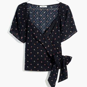 Madewell Ruffle Sleeve Wrap Top Blouse Spring Floral